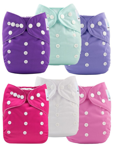 Lot de Couches lavables te1 évolutives et inserts tons roses