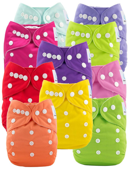 Lot de 10 de Couches lavables te1 évolutives et inserts tons roses