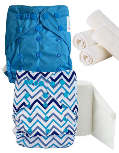 pack découverte , kit de démarrage couches lavables insert et feuillets de protection