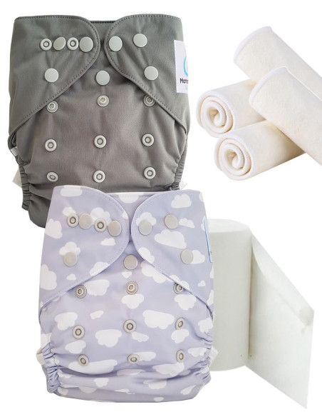 pack découverte , kit de démarrage couches lavables insert et feuillets de protection