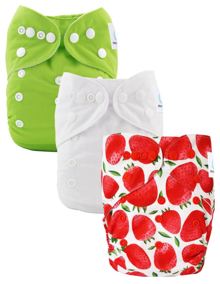 Lot de 3 couches lavables évolutives et leur insert en microfibre ultra absorbants