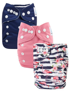 Lot de 3 couches lavables évolutives et leur insert en microfibre ultra absorbants