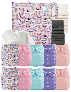 Pack complet couches lavables bambou inserts sac imperméable et voiles de protection