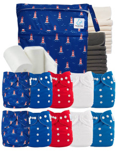 Pack complet couches lavables bambou inserts sac imperméable et voiles de protection