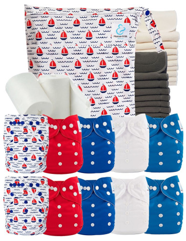 Complete Pack Layables Washable Bamboo Inserts Waterproof Bag and Protective Sails