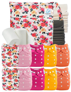 Pack complet couches lavables bambou inserts sac imperméable et voiles de protection