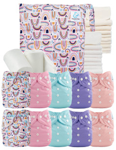 Pack complet tons bleus 10 couches lavables inserts sac imperméable