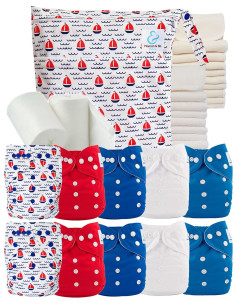Pack complete blauwe tonen 10 windeln Wasbare inzetstukken Waterdichte tas
