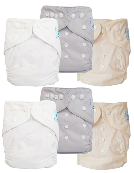 Lot de 6 Couches lavables tout en Un Te1 certifiées OEKO TEX