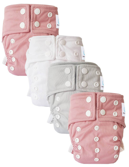 Couches lavables intégrales newborn évolutives tout en un avec insert en bambou et double goussets