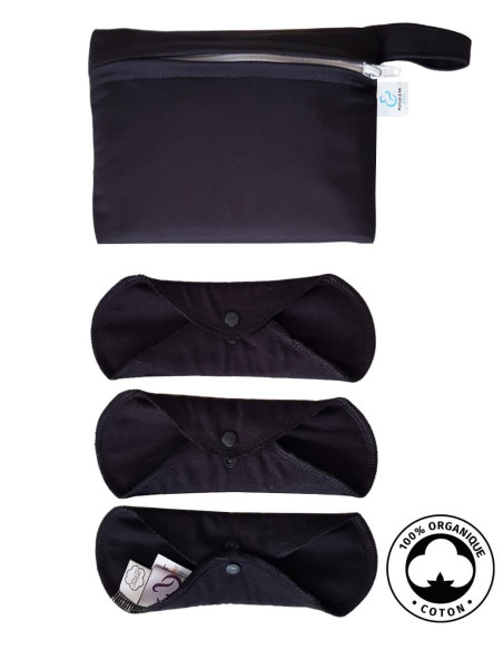 Set of 3 protes panties washable organic cotton flannel certified oeko tex standard 100 class 1