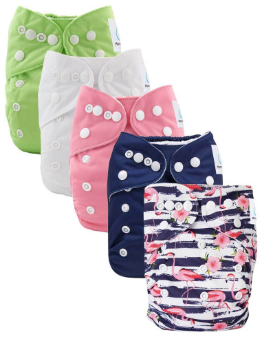 Lot de 5 couches lavables évolutives avec leur inserts ultra absorbants