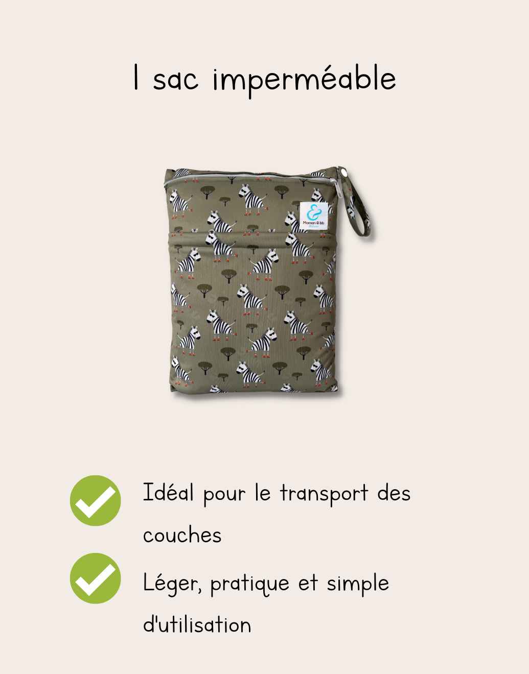 Sac à Langer Réutilisable 3Pcs - Imperméable Double Zip Pour Couches Et Maillots Mouillés