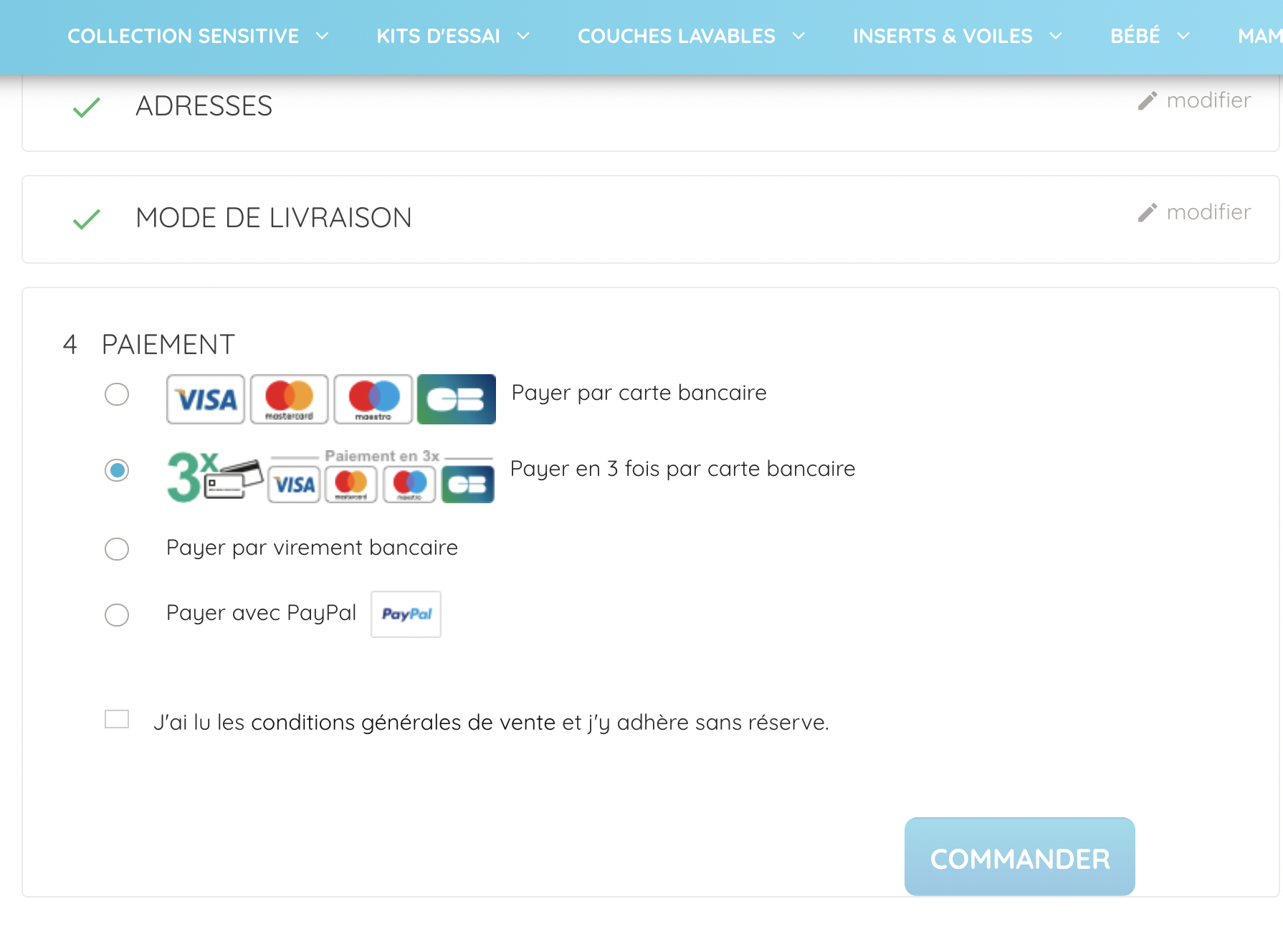 Choix Paiement en 3X