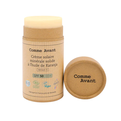 Crème solaire SPF50 minérale solide à l'huile de karanja Comme Avant