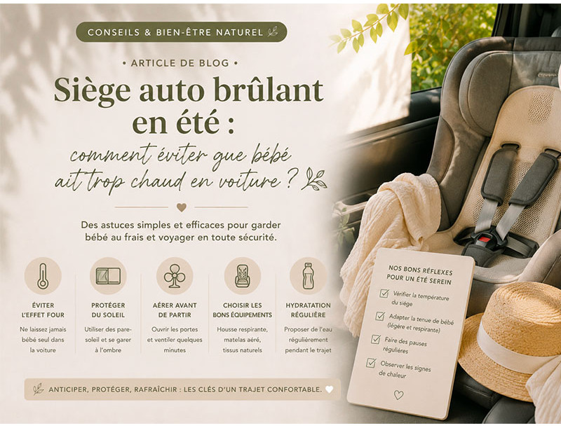 Siège auto brûlant en été : comment éviter que bébé ait trop chaud en voiture ?